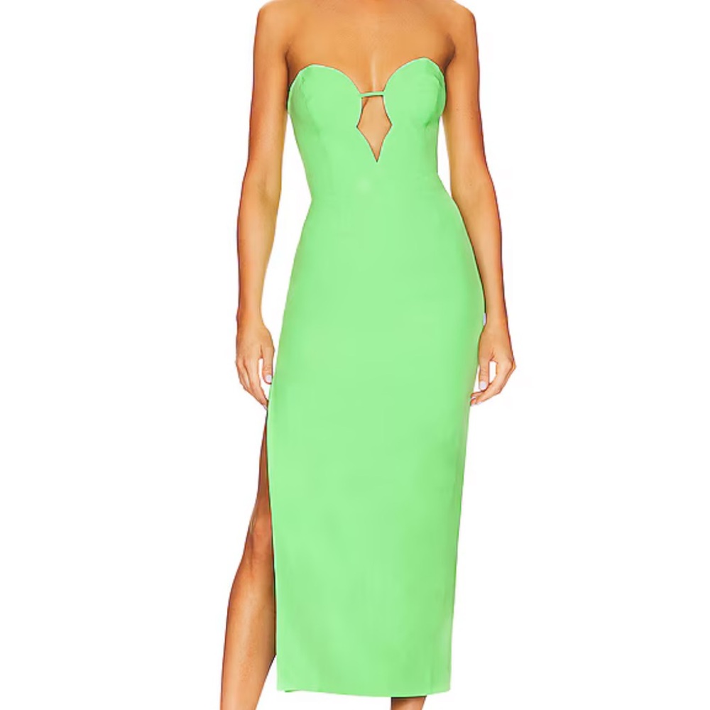 Bardot Strapless Lime Green Dress